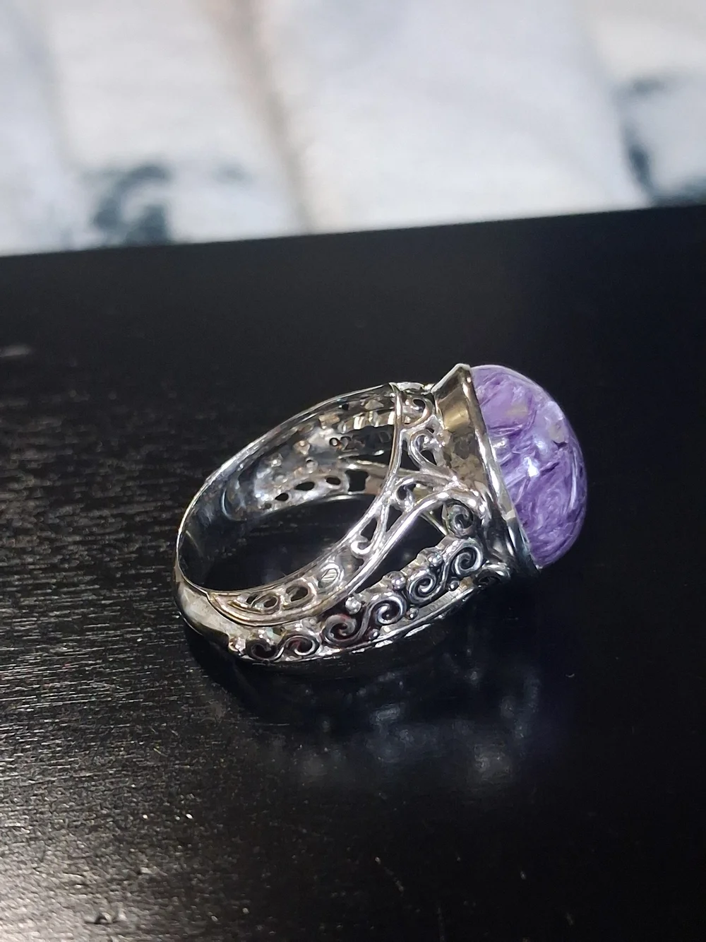 Signed Sajen 925 D'Joy Sterling Silver Ring Charoite Purple Stone Size 7